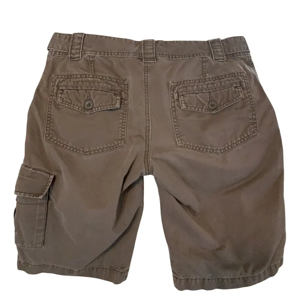 VTG Y2K Women's Cargo Shorts Mid Rise Brown Sz 34‎ Casual Pockets